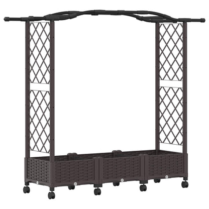 Verhoogd bed met klimrek en wielen Bruin 169 x 40 x 129 cm PP