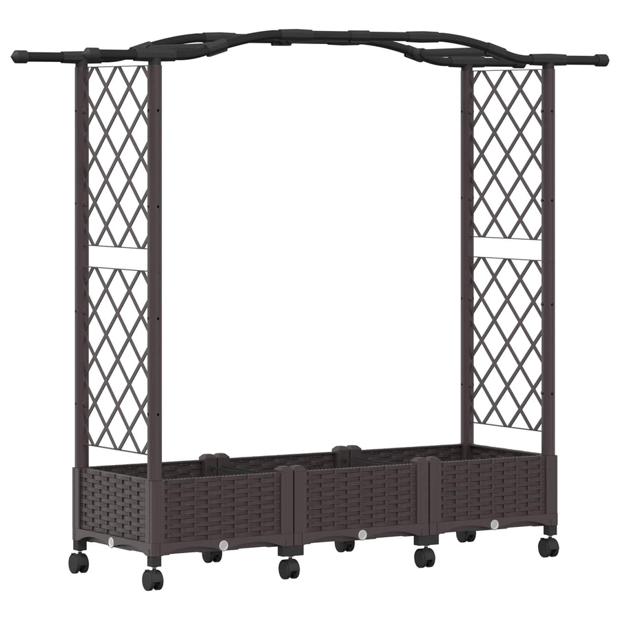 Verhoogd bed met klimrek en wielen Bruin 169 x 40 x 129 cm PP