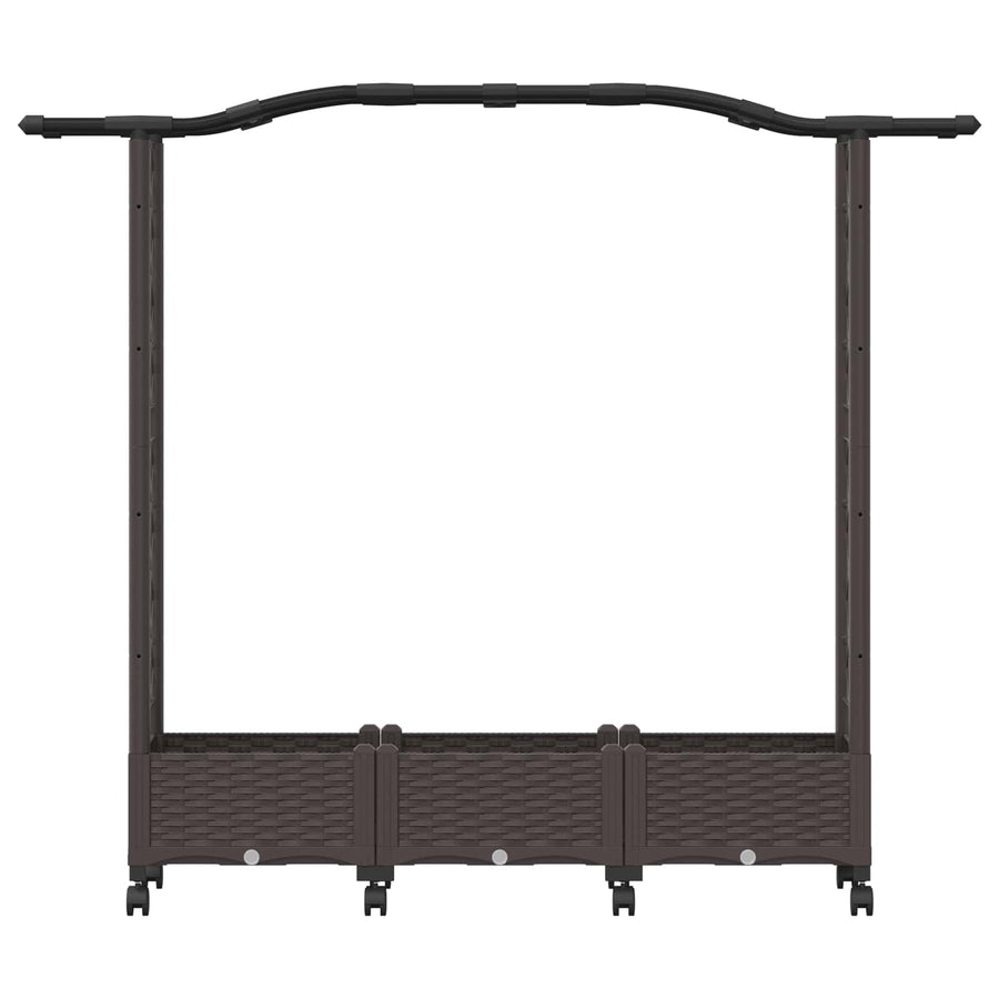 Verhoogd bed met klimrek en wielen Bruin 169 x 40 x 129 cm PP