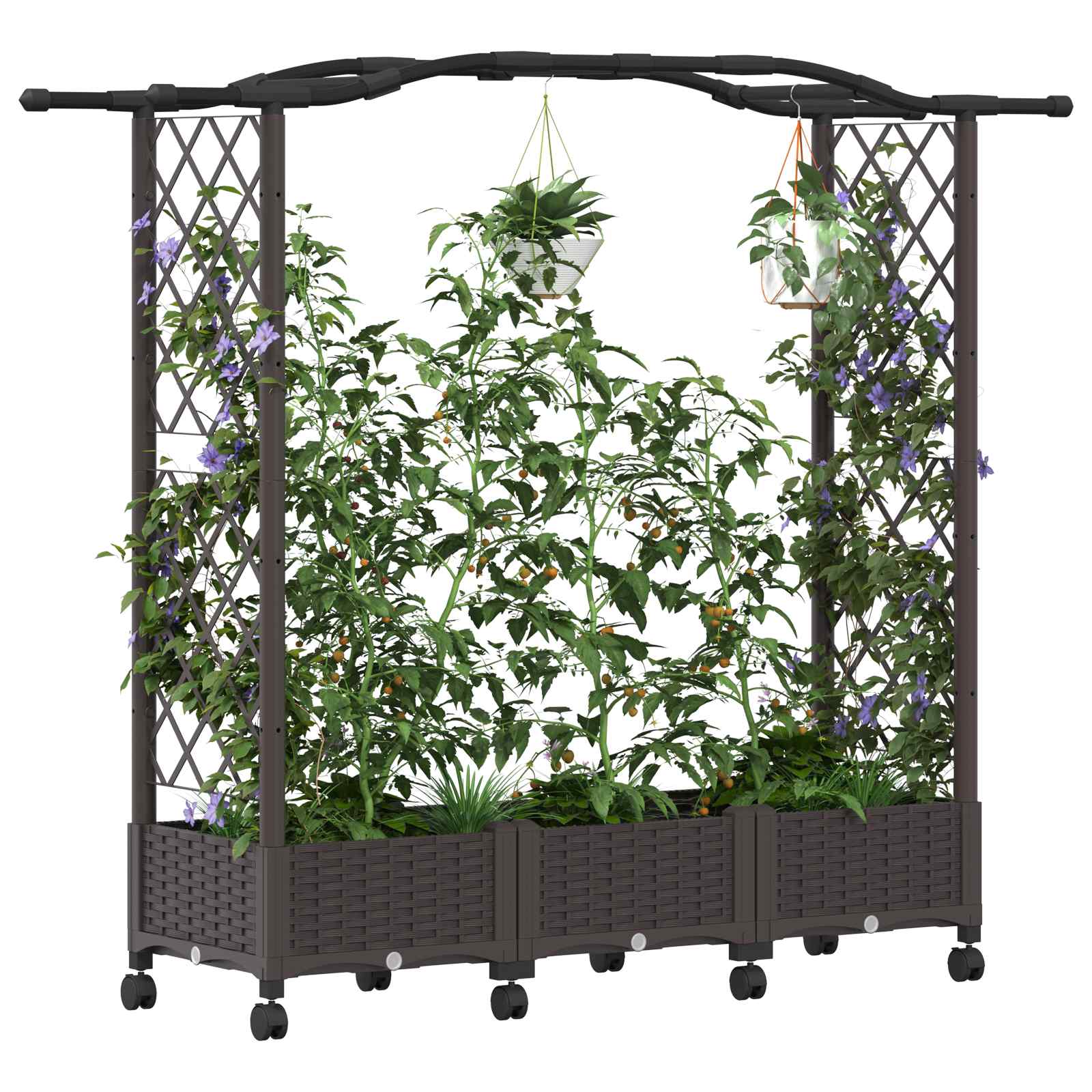 Verhoogd bed met klimrek en wielen Bruin 169 x 40 x 129 cm PP
