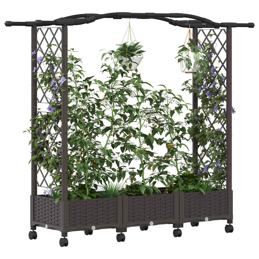 Verhoogd bed met klimrek en wielen Bruin 169 x 40 x 129 cm PP