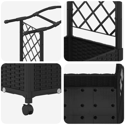 Verhoogd Bed met Trellis en Dak Zwart 169 x 40 x 129 cm PP