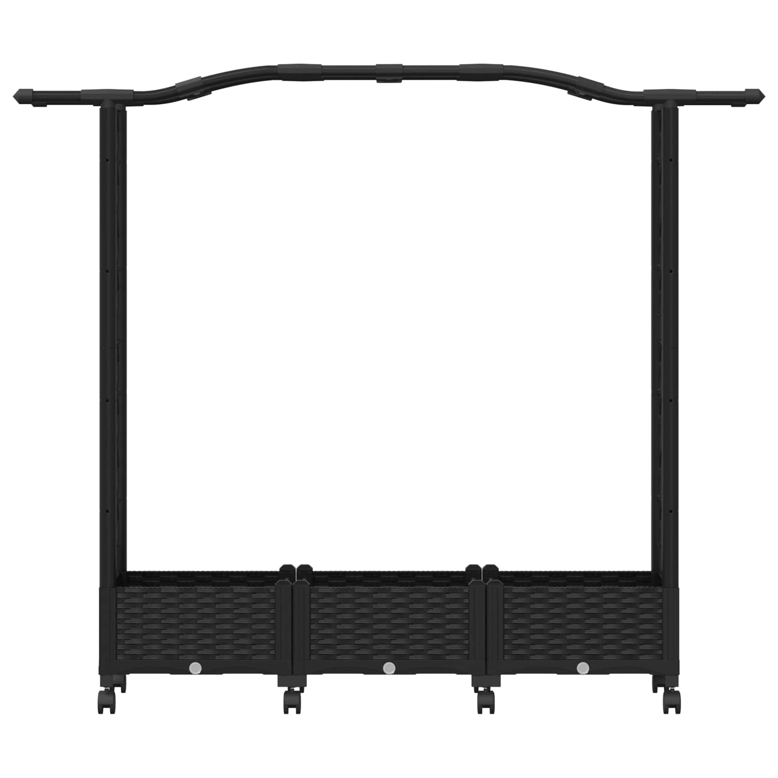 Verhoogd Bed met Trellis en Dak Zwart 169 x 40 x 129 cm PP