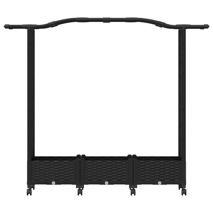 Verhoogd Bed met Trellis en Dak Zwart 169 x 40 x 129 cm PP
