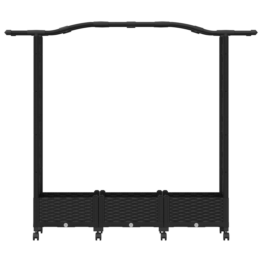 Verhoogd Bed met Trellis en Dak Zwart 169 x 40 x 129 cm PP