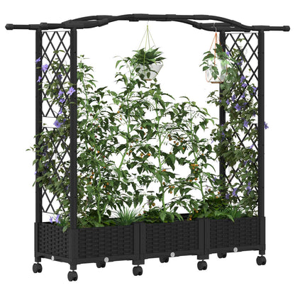 Verhoogd Bed met Trellis en Dak Zwart 169 x 40 x 129 cm PP