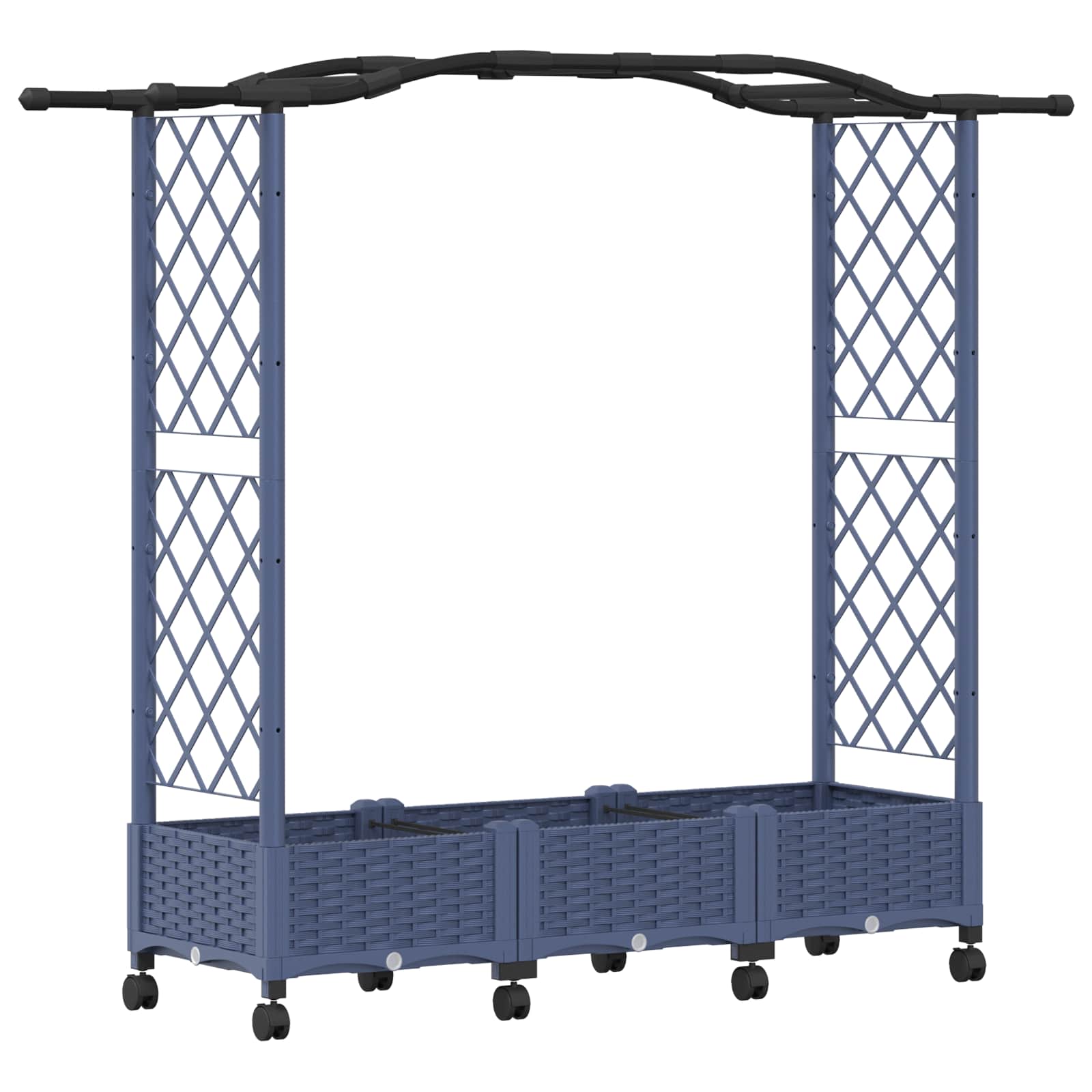 Verhoogd Bed met Trellis en Dak Grijs 169 x 40 x 129 cm PP