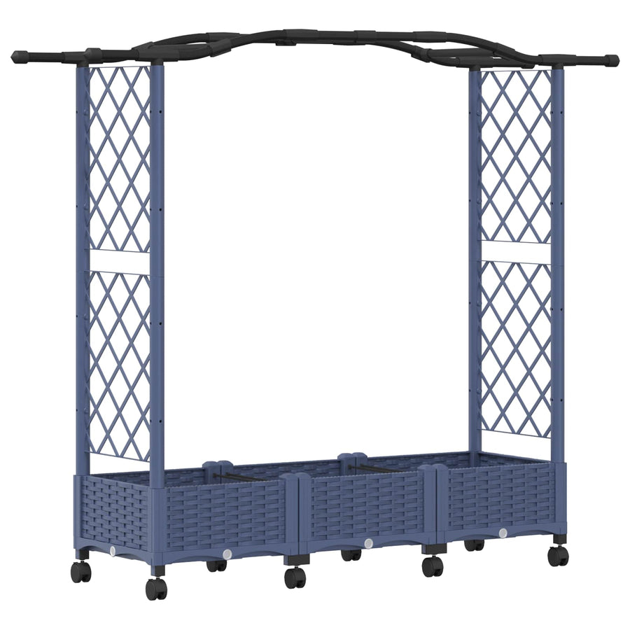 Verhoogd Bed met Trellis en Dak Grijs 169 x 40 x 129 cm PP