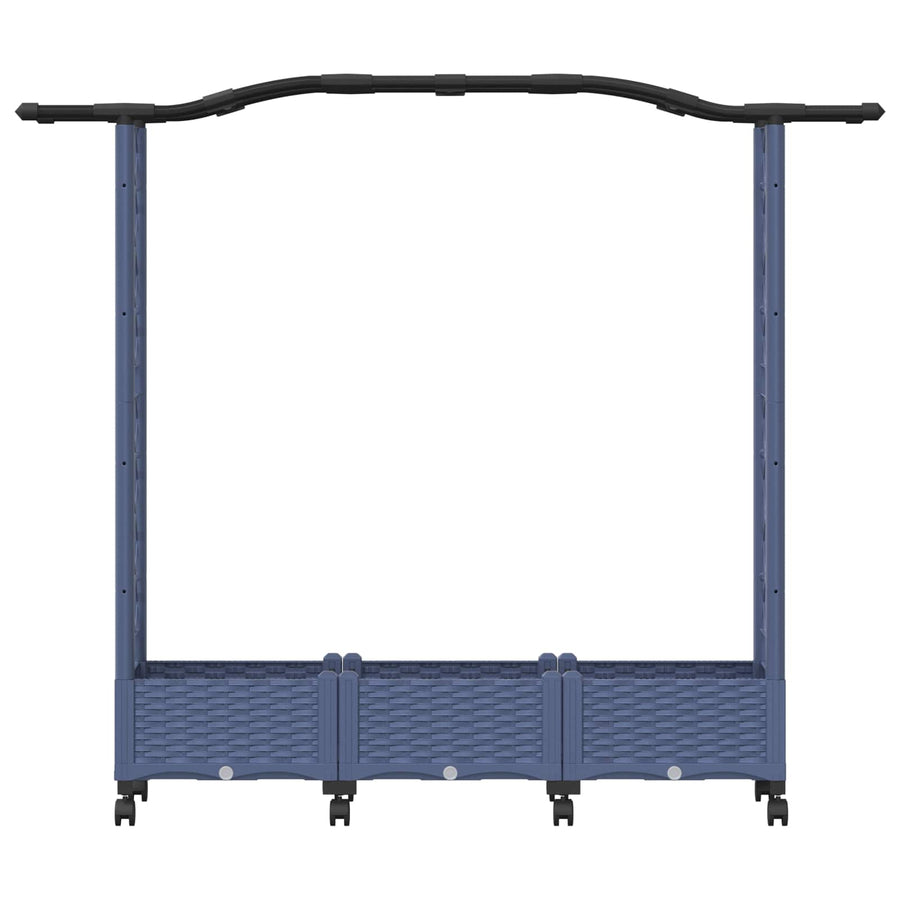Verhoogd Bed met Trellis en Dak Grijs 169 x 40 x 129 cm PP