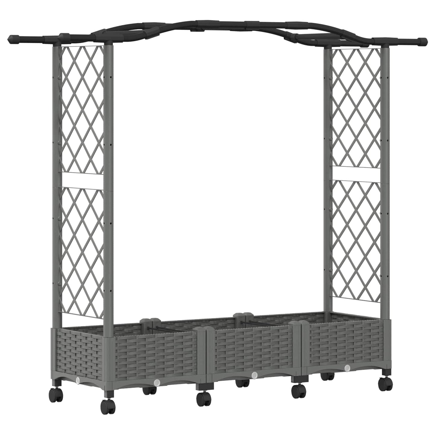 Verhoogd Bed met Trellis en Dak Lichtgrijs 169 x 40 x 129 cm PP