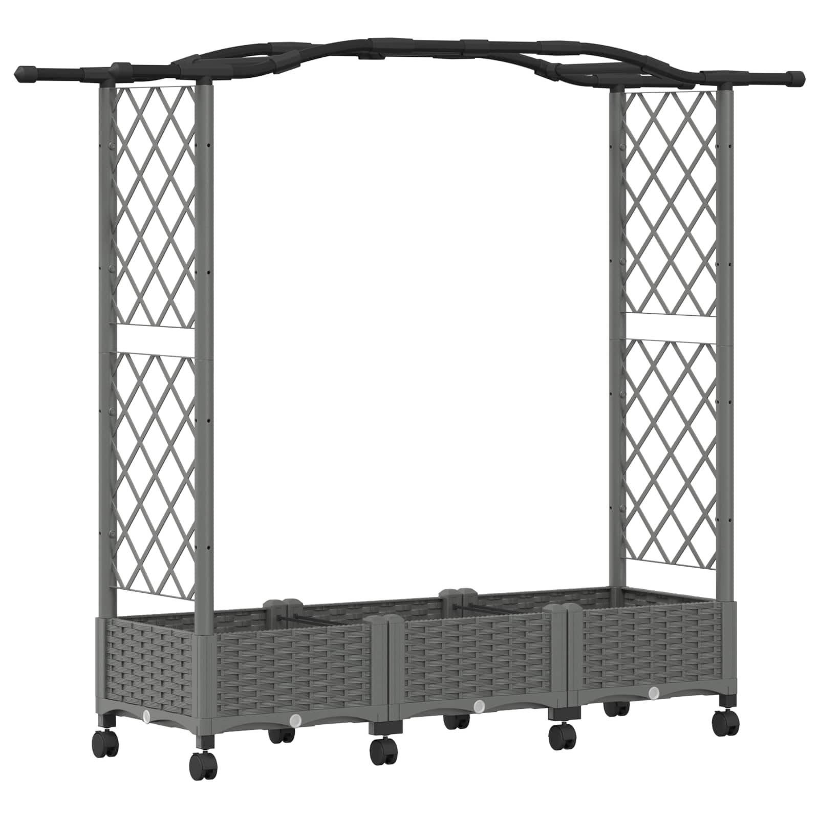 Verhoogd Bed met Trellis en Dak Lichtgrijs 169 x 40 x 129 cm PP