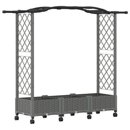 Verhoogd Bed met Trellis en Dak Lichtgrijs 169 x 40 x 129 cm PP