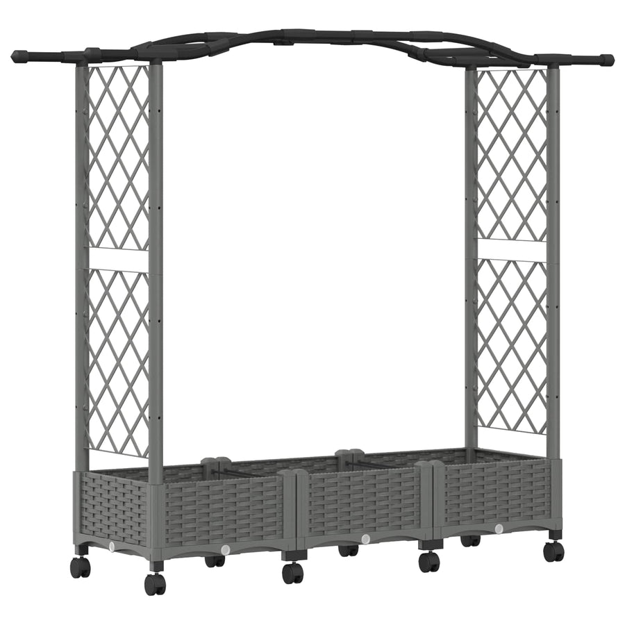 Verhoogd Bed met Trellis en Dak Lichtgrijs 169 x 40 x 129 cm PP