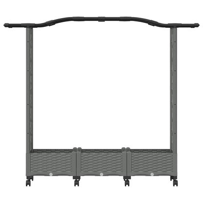 Verhoogd Bed met Trellis en Dak Lichtgrijs 169 x 40 x 129 cm PP