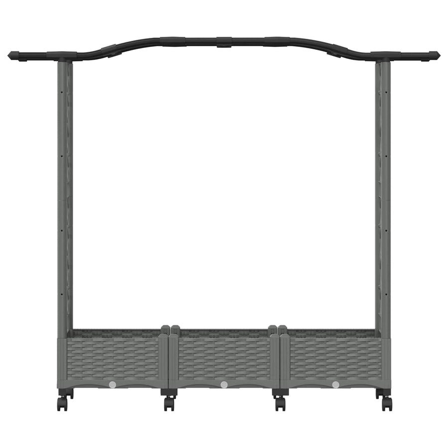 Verhoogd Bed met Trellis en Dak Lichtgrijs 169 x 40 x 129 cm PP