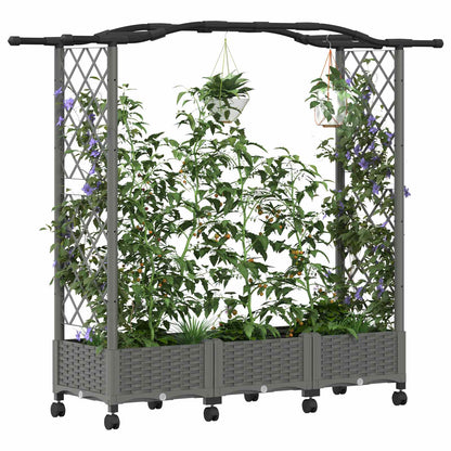 Verhoogd Bed met Trellis en Dak Lichtgrijs 169 x 40 x 129 cm PP