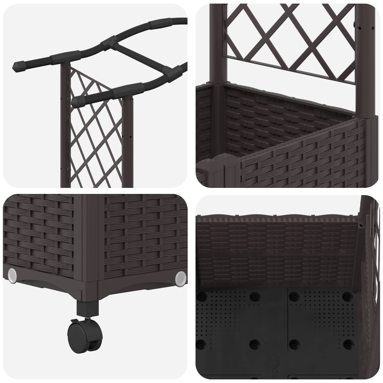 Verhoogd Bed met Trellis en Dak Bruin 164 x 40 x 144 cm PP