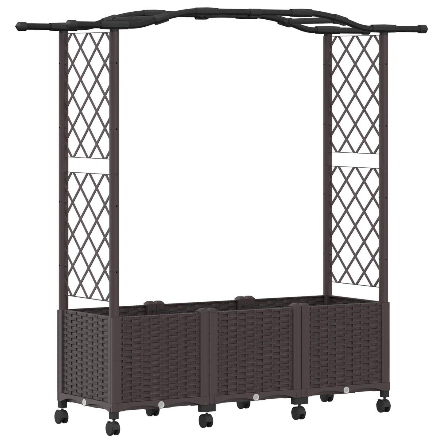 Verhoogd Bed met Trellis en Dak Bruin 164 x 40 x 144 cm PP