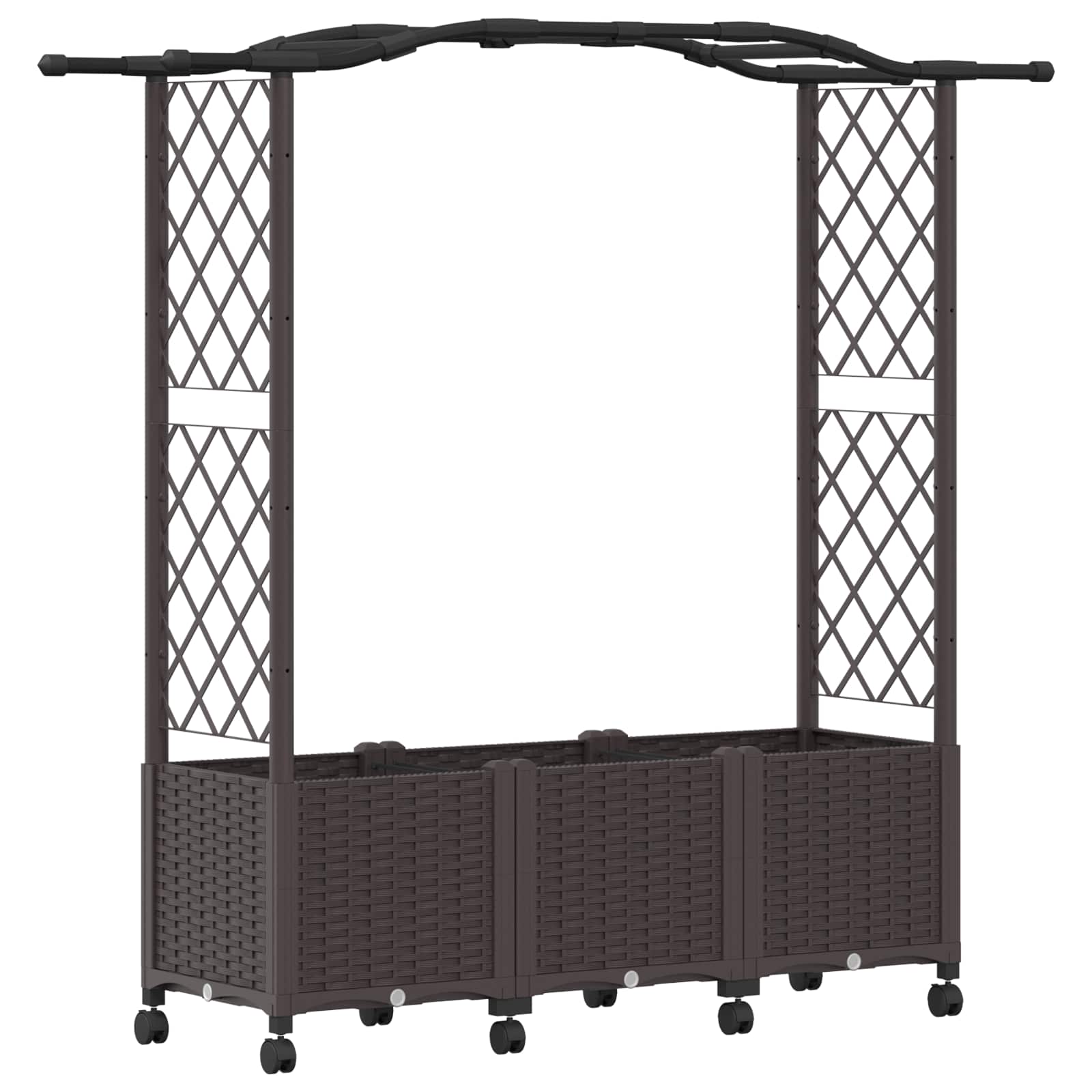 Verhoogd Bed met Trellis en Dak Bruin 164 x 40 x 144 cm PP