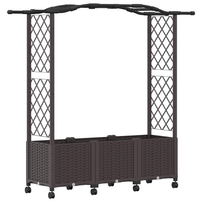 Verhoogd Bed met Trellis en Dak Bruin 164 x 40 x 144 cm PP