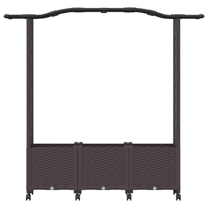 Verhoogd Bed met Trellis en Dak Bruin 164 x 40 x 144 cm PP
