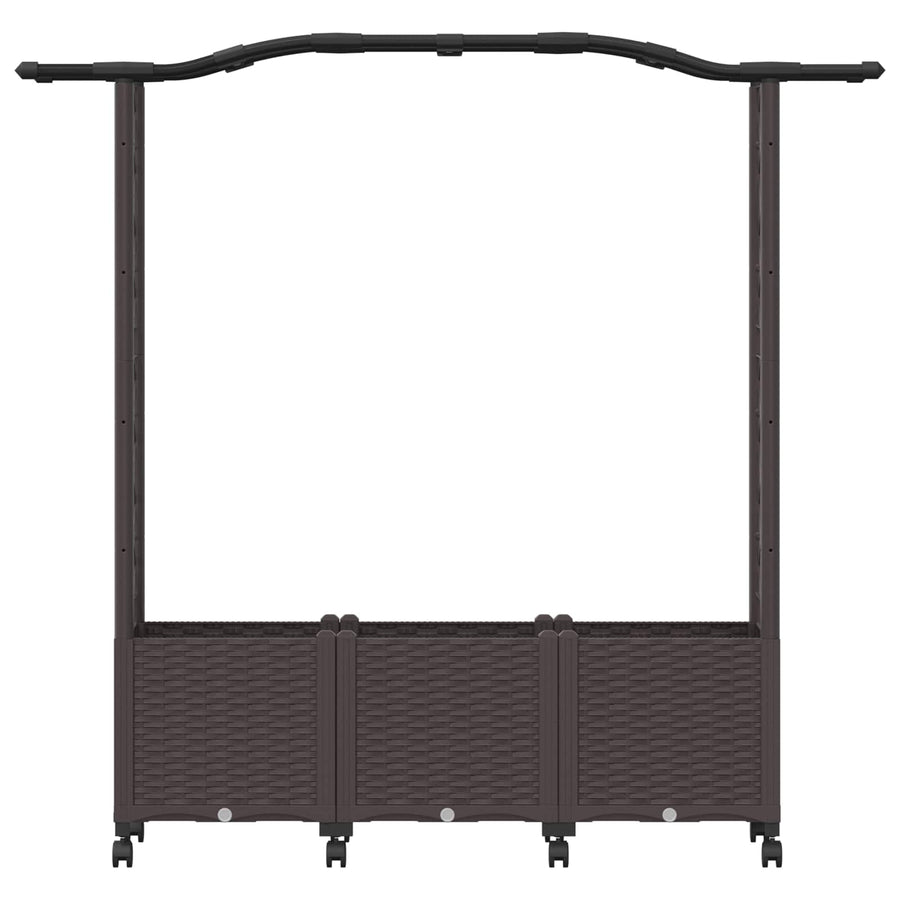 Verhoogd Bed met Trellis en Dak Bruin 164 x 40 x 144 cm PP