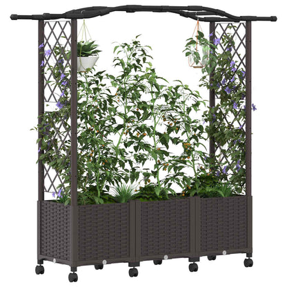 Verhoogd Bed met Trellis en Dak Bruin 164 x 40 x 144 cm PP