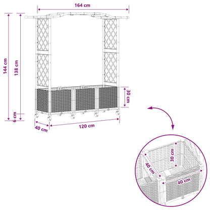 Verhoogd Bed met Trellis en Dak Bruin 164 x 40 x 144 cm PP