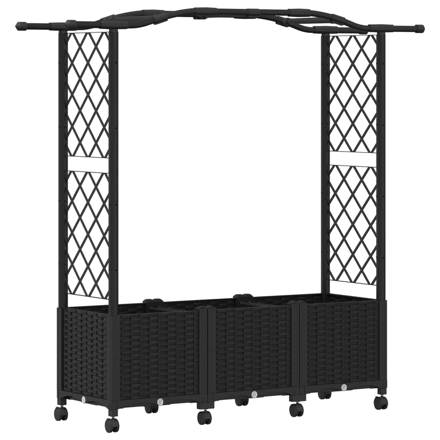 Verhoogd Bed met Trellis en Dak Zwart 164 x 40 x 144 cm PP