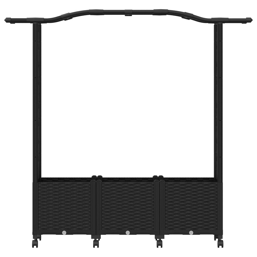 Verhoogd Bed met Trellis en Dak Zwart 164 x 40 x 144 cm PP