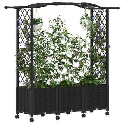 Verhoogd Bed met Trellis en Dak Zwart 164 x 40 x 144 cm PP