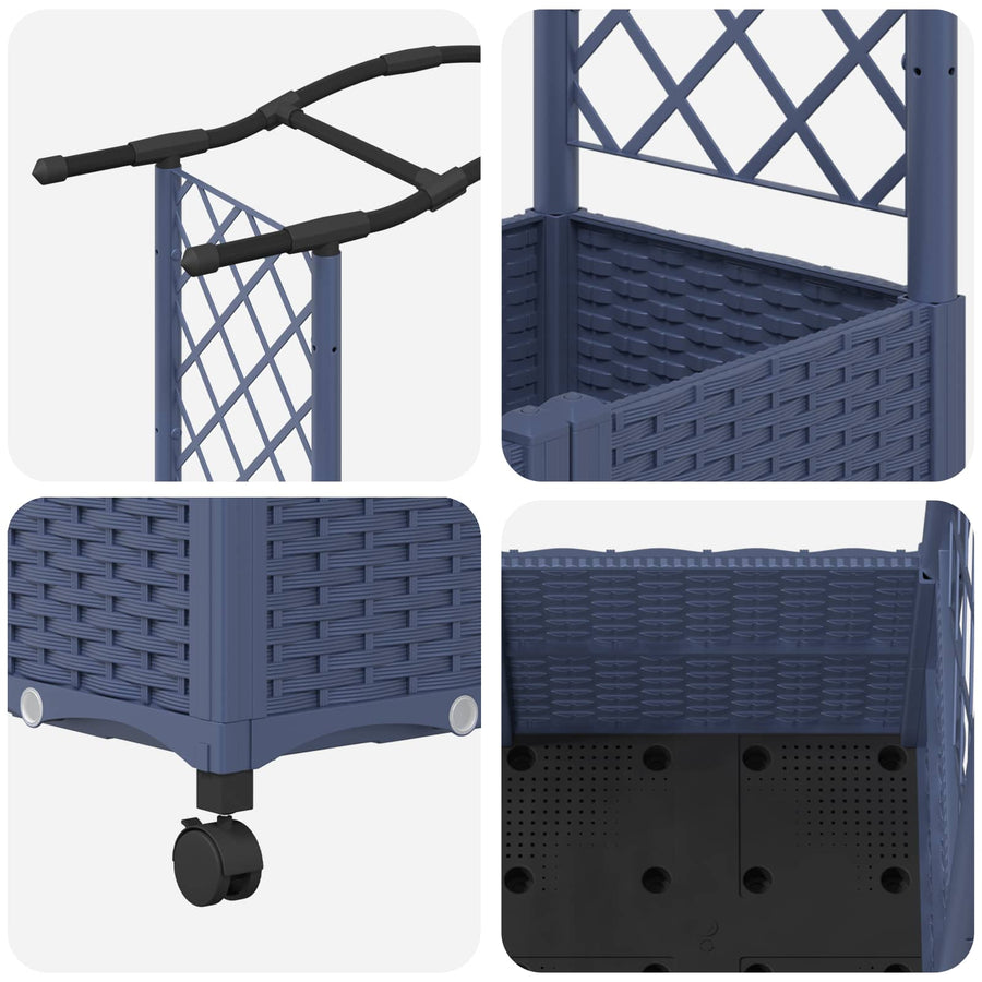Verhoogd Bed met Trellis en Dak Grijs 164 x 40 x 144 cm PP