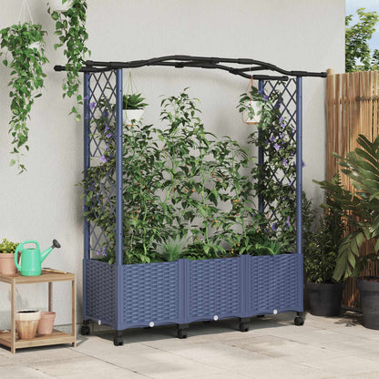 Verhoogd Bed met Trellis en Dak Grijs 164 x 40 x 144 cm PP