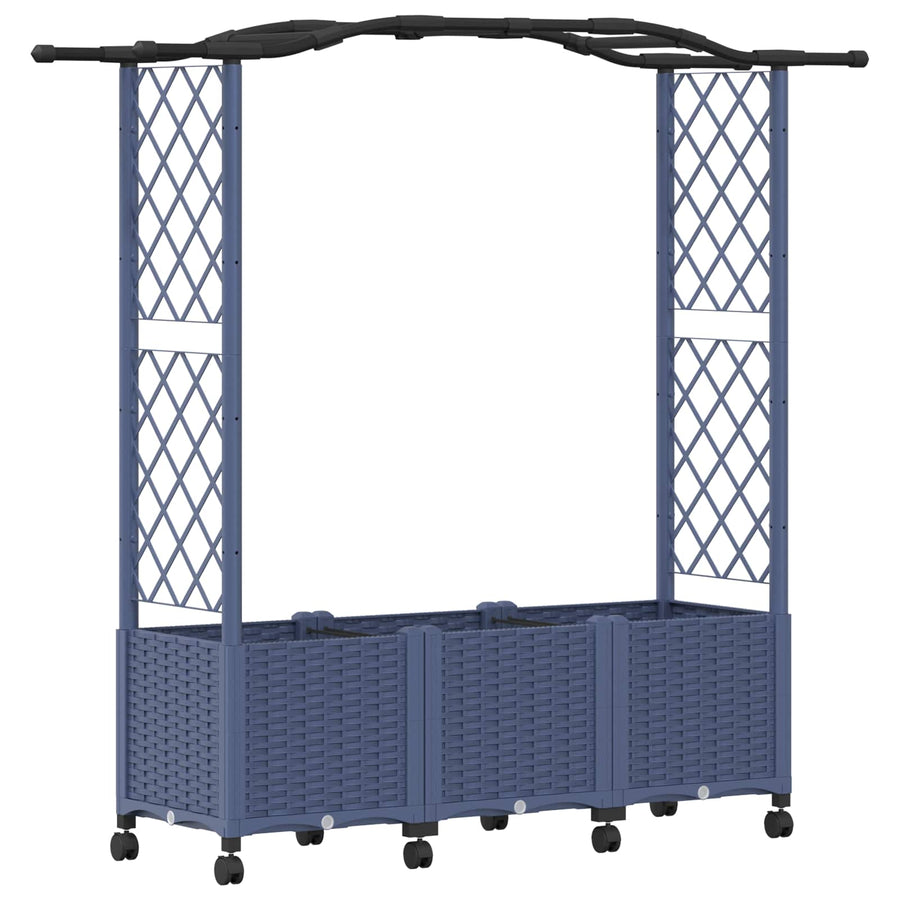 Verhoogd Bed met Trellis en Dak Grijs 164 x 40 x 144 cm PP