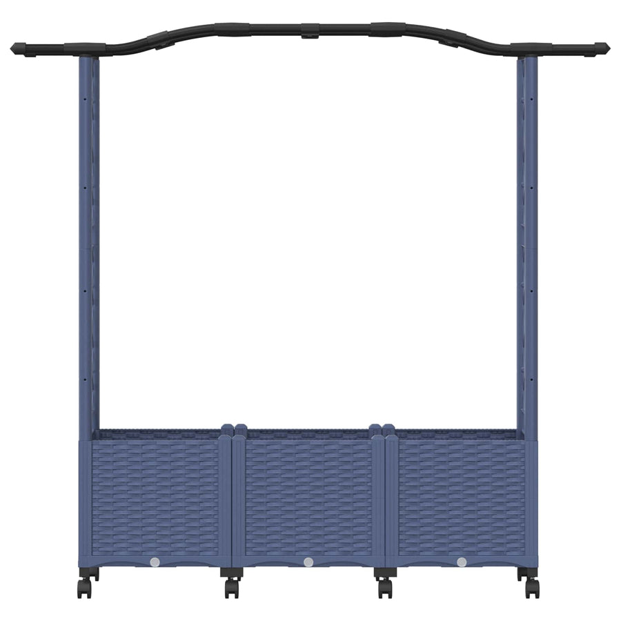 Verhoogd Bed met Trellis en Dak Grijs 164 x 40 x 144 cm PP