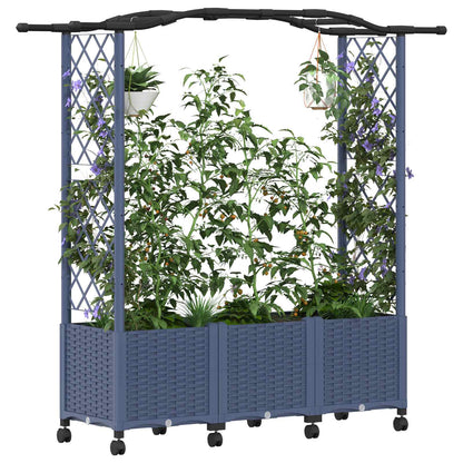 Verhoogd Bed met Trellis en Dak Grijs 164 x 40 x 144 cm PP