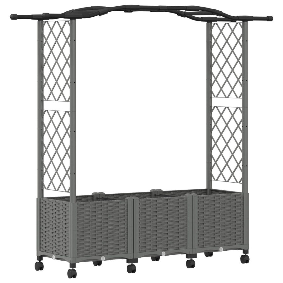 Verhoogd Bed met Trellis en Dak Lichtgrijs 164 x 40 x 144 cm PP