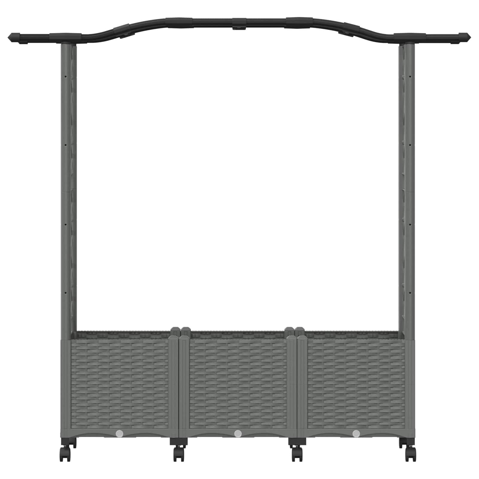 Verhoogd Bed met Trellis en Dak Lichtgrijs 164 x 40 x 144 cm PP