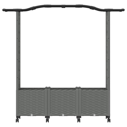 Verhoogd Bed met Trellis en Dak Lichtgrijs 164 x 40 x 144 cm PP