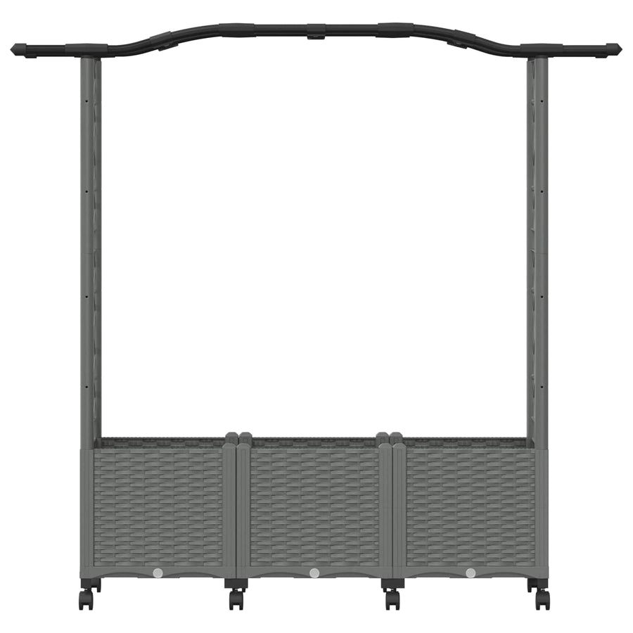 Verhoogd Bed met Trellis en Dak Lichtgrijs 164 x 40 x 144 cm PP