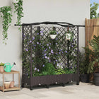 Verhoogd tuinbed met trellis en dak bruin 163x40x129 cm