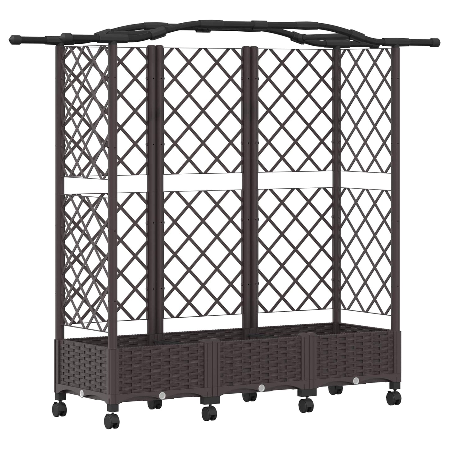 Verhoogd Bed met Trellis en Dak Bruin 163 x 40 x 129 cm PP