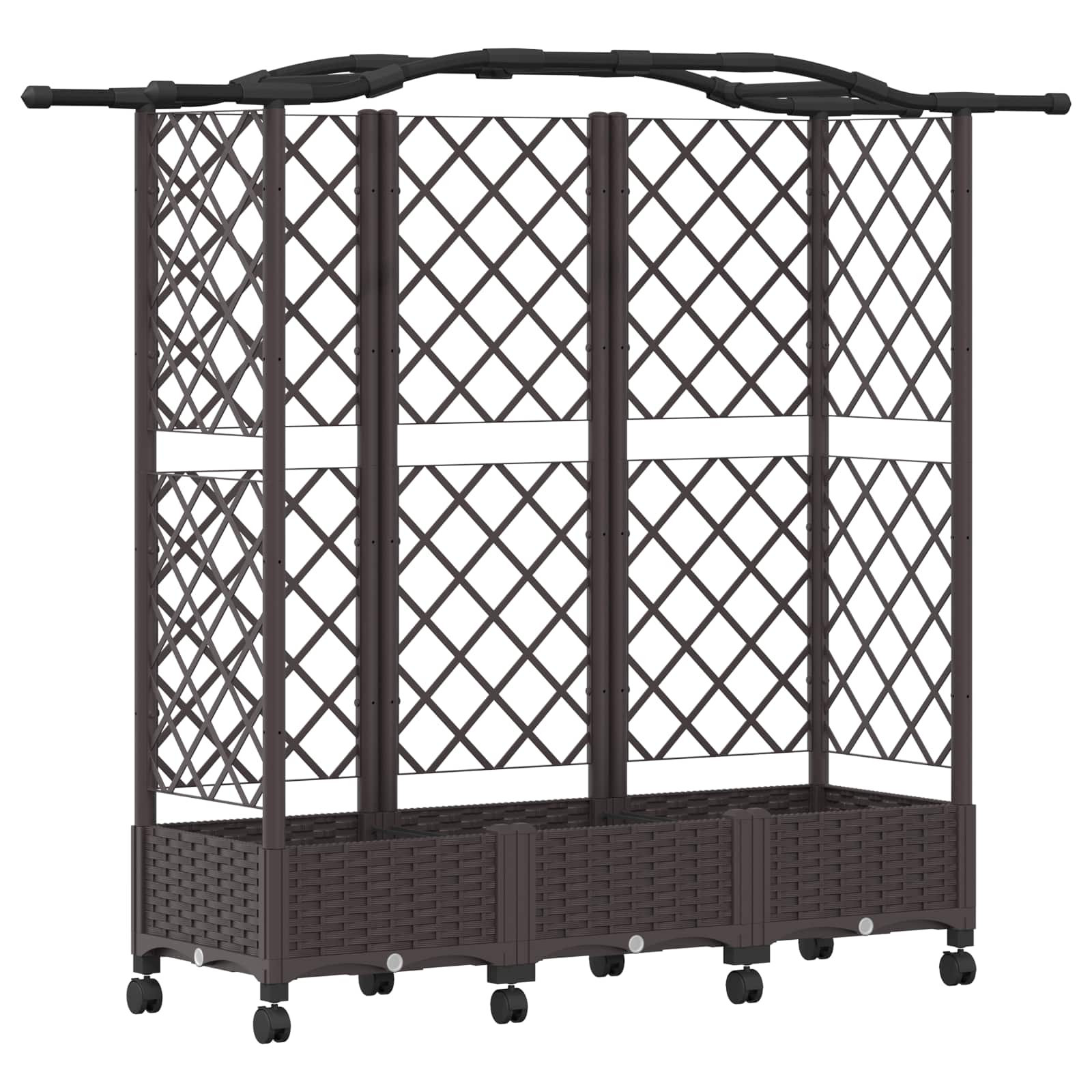 Verhoogd Bed met Trellis en Dak Bruin 163 x 40 x 129 cm PP