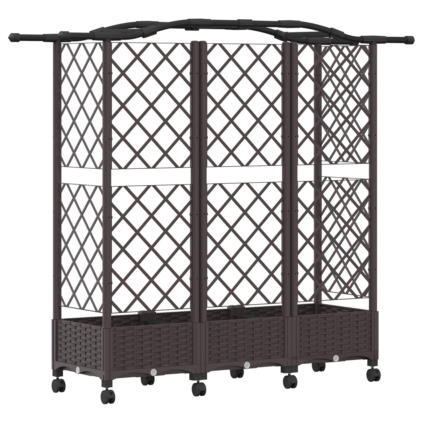 Verhoogd Bed met Trellis en Dak Bruin 163 x 40 x 129 cm PP