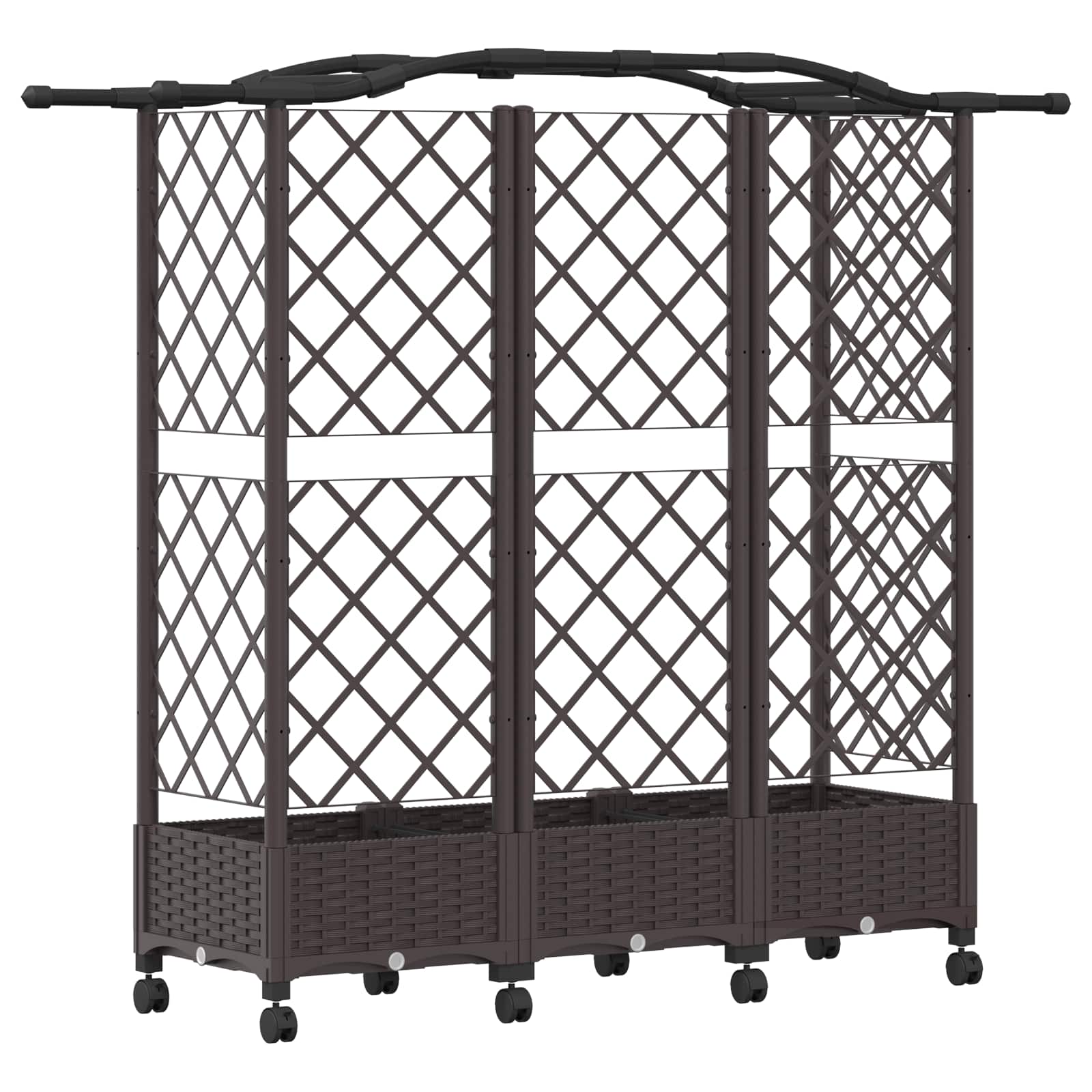 Verhoogd Bed met Trellis en Dak Bruin 163 x 40 x 129 cm PP