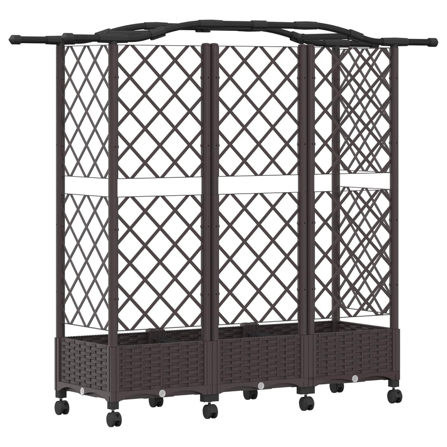 Verhoogd Bed met Trellis en Dak Bruin 163 x 40 x 129 cm PP