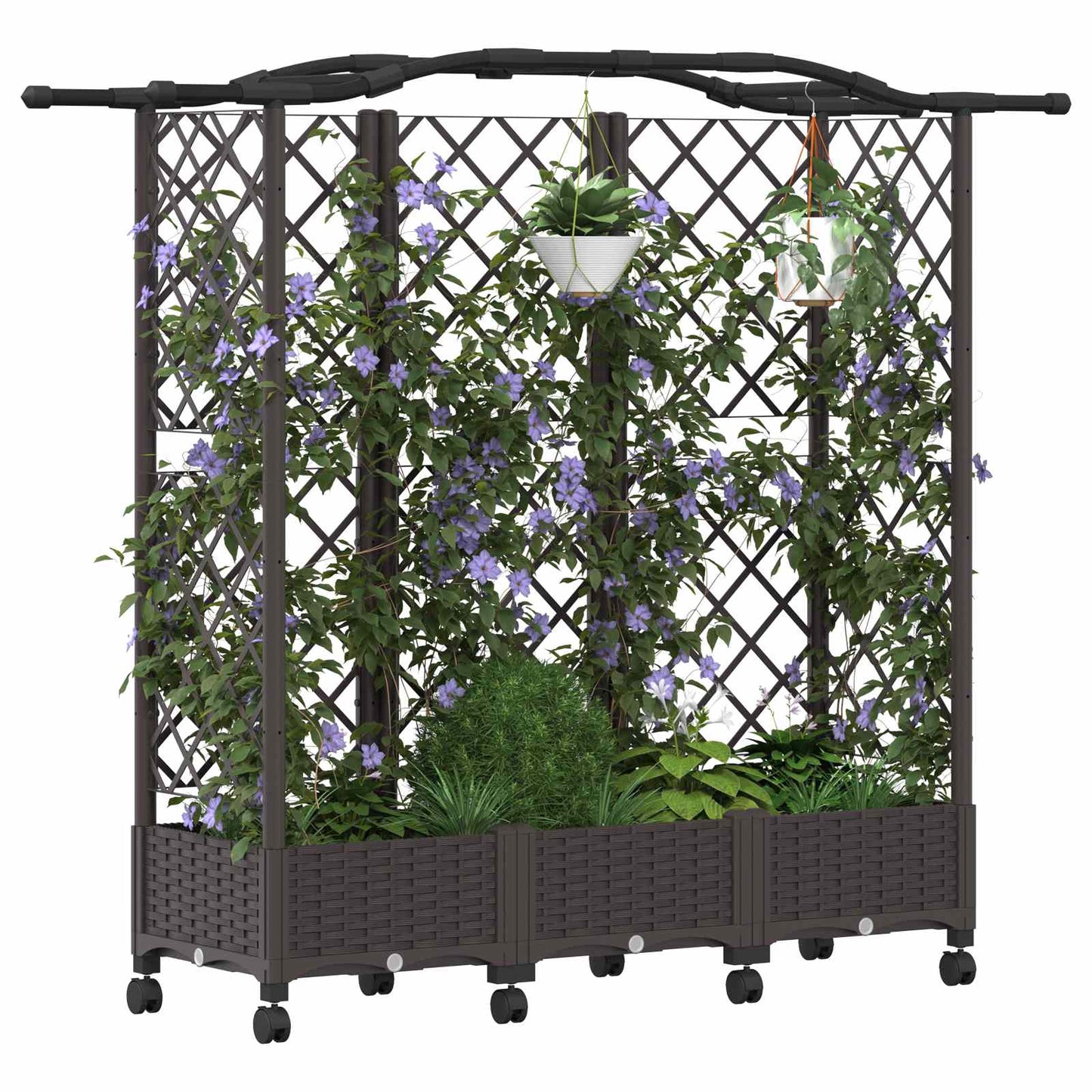 Verhoogd Bed met Trellis en Dak Bruin 163 x 40 x 129 cm PP