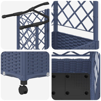Verhoogd Bed met Trellis en Dak Grijs 163 x 40 x 129 cm PP