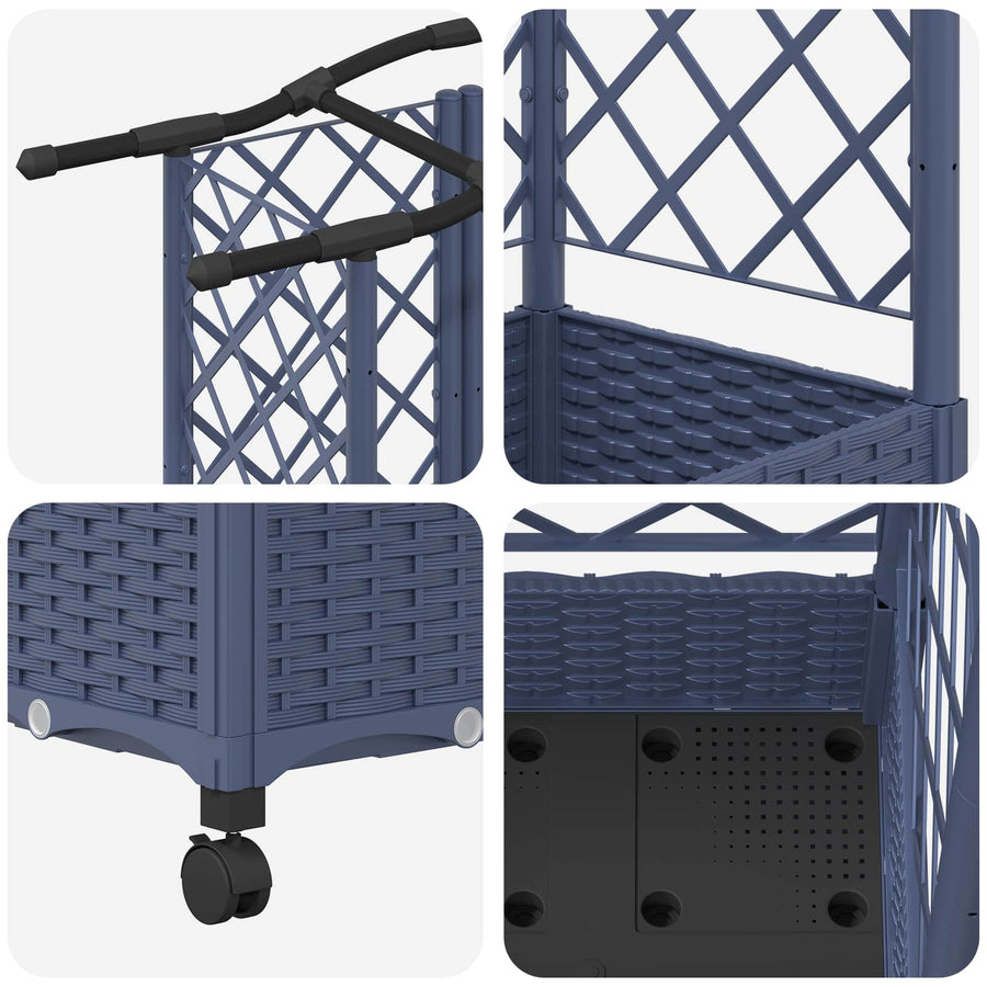 Verhoogd Bed met Trellis en Dak Grijs 163 x 40 x 129 cm PP