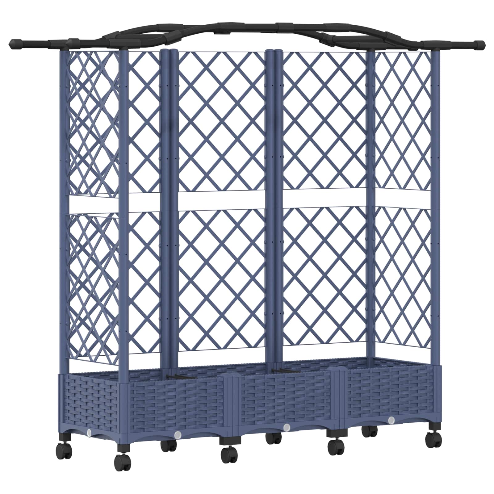 Verhoogd Bed met Trellis en Dak Grijs 163 x 40 x 129 cm PP